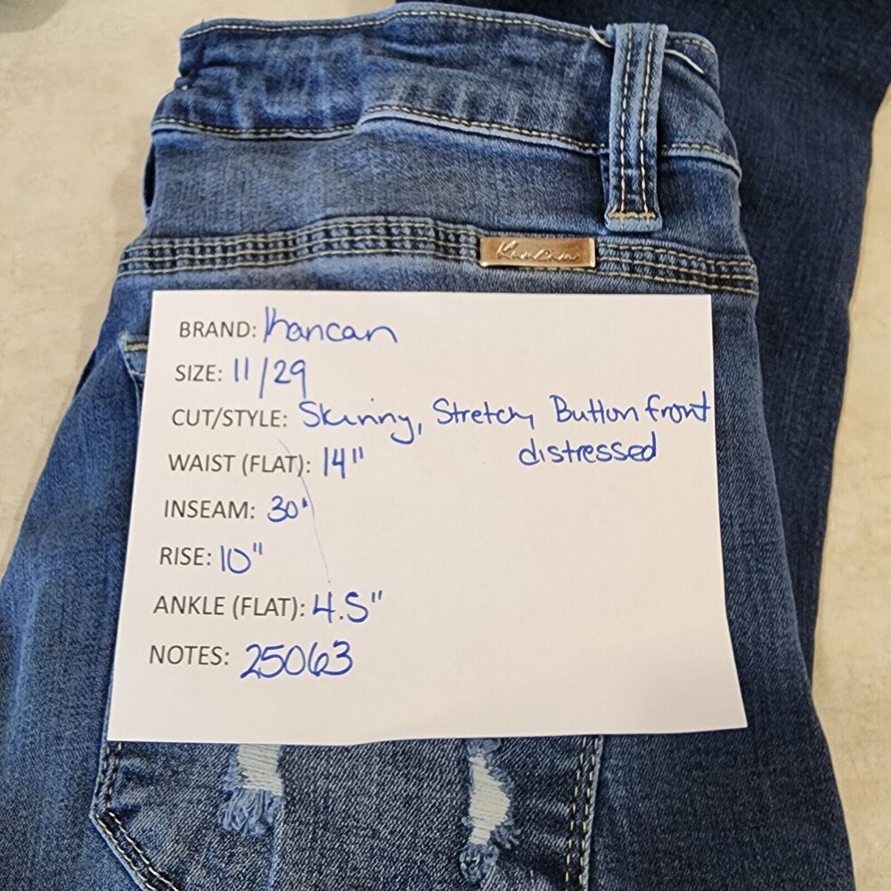 Kancan Button Front Skinny Distressed Women's Stretch Denim Jeans Size 11/29 - Picture 4 of 4